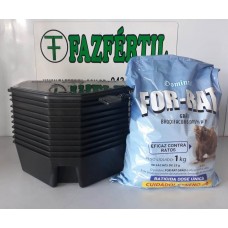 Porta Isca Caixa com Chave (10 UND)  + For Rat 1 kg (40 saches de 25g)